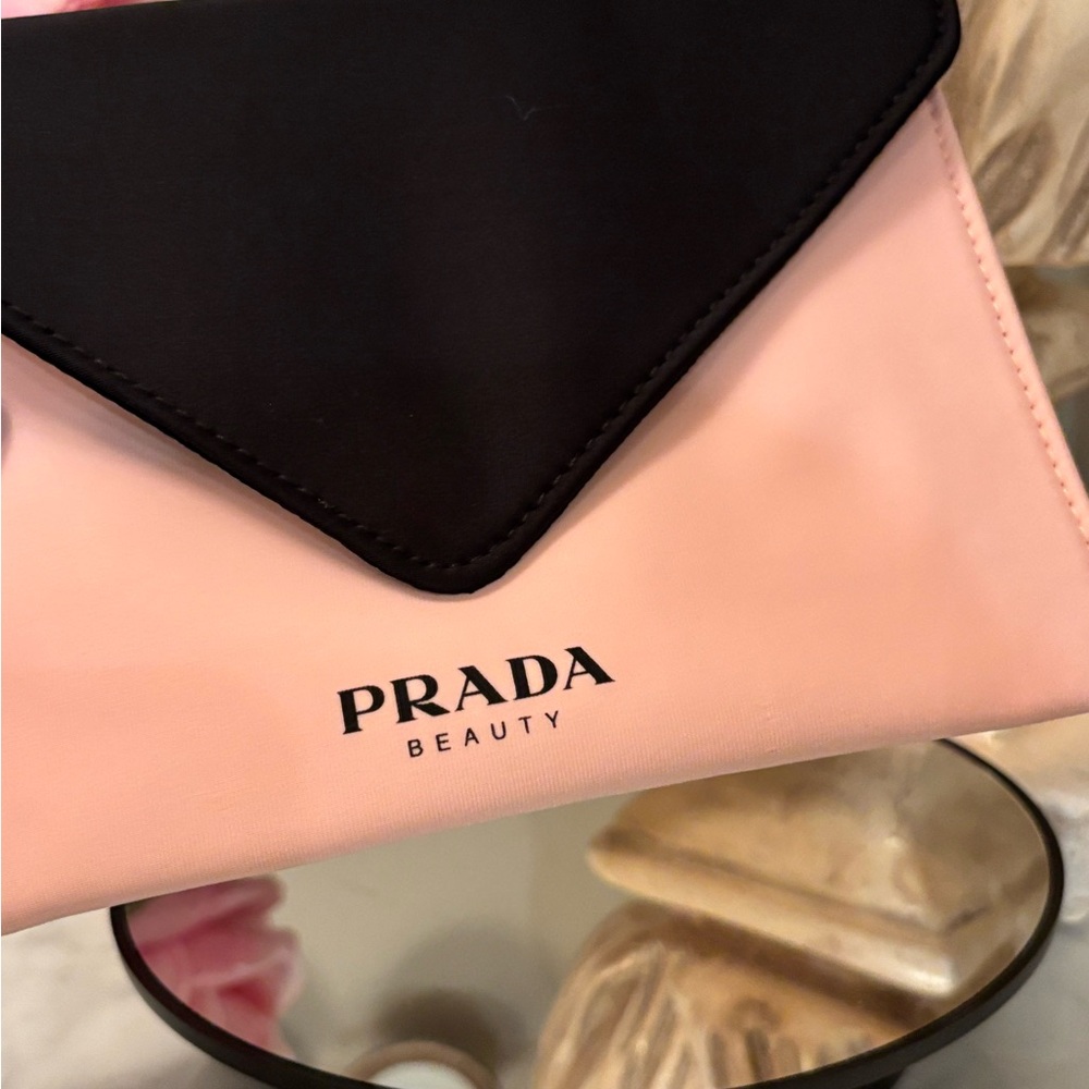 NEW made for Prada Beauty Neoprene Pink + Black Cosmetic Envelope Pouch - Picture 4 of 8